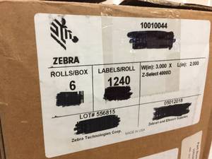 lot 69 image: Zebra Z-Select 4000D Labels 3 x 2 - 6 Rolls