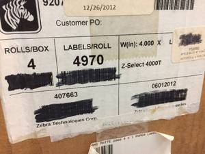 lot 70 image: Zebra Z-Select 4000T Labels 4 x 1 - 8 Rolls