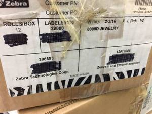 lot 72 image: Zebra 8000D Jewelry Labels 2 316 x 12 - 12 Rolls
