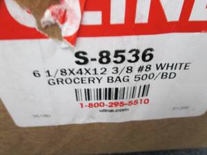 500 ct 8# White Lunch Bags Retail $...