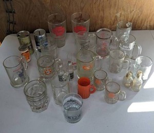 lot 109 image: Assortment of Drinking Mugs A & W Mugs, Schmidt Glass Cups and Other Drinkware