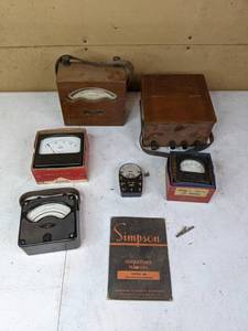 lot 349 image: Vintage Westinghouse, Weston and Triplet Voltmeters, Olson Multimeter, Nadir Milli-Volt and Amperemeter, Simpson Instruments Operators Manual