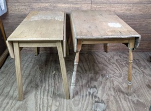 lot 152 image: Lot of 2 Wooden Drop Leaf Tables