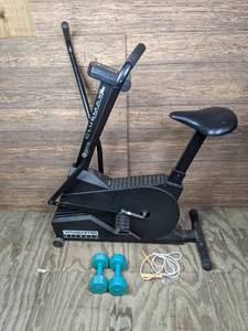 lot 153 image: Home Exercise Items Vitamaster Fitness Club Max Plus Magnetic Resistance Bike, 5 Pound Weights Set & Jump Role