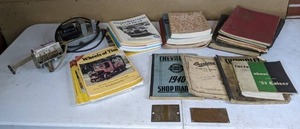 lot 384 image: Vintage Collective of Automotive Magazines, Manuals and Parts Lists, Plus Stancor Junction Box and More