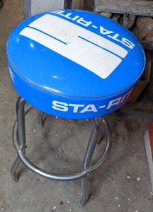 lot 392 image: Sta-Rite Stool with Blue Vinyl Upholstery and Chrome Base