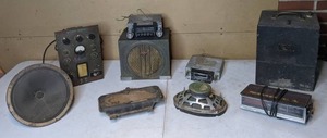 lot 393 image: Vintage Mixed Lot Harvey Wells Elec. Transmitter Model TBS-50, Ford Push Button Radio Model E4AF-18806, National Co. Speaker, and More