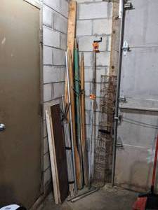 lot 47 image: Mixed Lot Shelves, Wooden Oars, Fencing, Metal Pipe and More