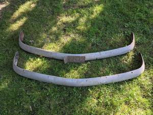 lot 44 image: Pair of Vintage Car Bumpers with Minnesota License Plate Attached
