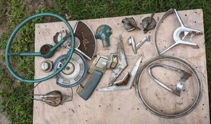 lot 27 image: Collection of Vintage and Antique Car Parts from Studebaker, Chevy, Bel Air, and More