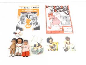 Lot of Vintage Black Americana Ephemera, Figurines, Advertising Cards, etc.