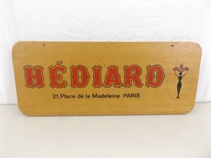 Vintage French Wood 24 x 10 Two Sided Hediard Plaque