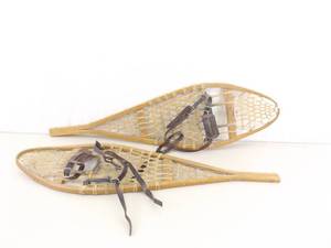 Vintage Torpedo Wood and Sinew Snow Shoes