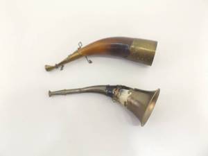 2 Authentic Bone Powder Horns