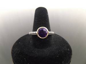 14k and .925 Sterling Silver Disco Cut Amethyst Ring Size 10