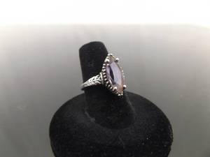 .925 Sterling Silver Marquis Cut Amethyst Ring Size 7
