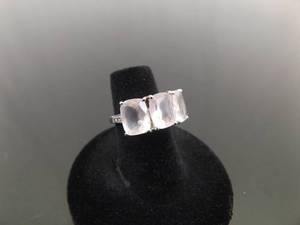 .925 Sterling Silver Rose Quartz Ring Size 5.25