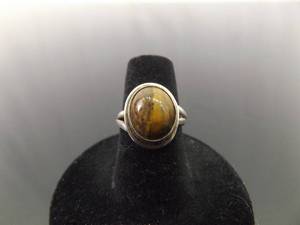 .925 Sterling Silver Tigers Eye Ring Size 6