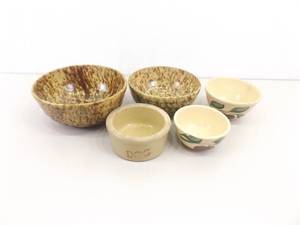 Lot of Vintage Roseville Spongeware, Dog Dish, and Watt Bowls