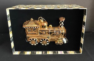 lot 43 image: MacKenzie Childs Steampunk Train Ornament with Original Box