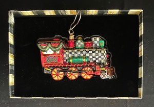 lot 50A image: MacKenzie Childs Train Ornament with Original Box