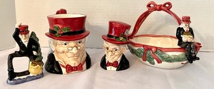 lot 73 image: Fitz and Floyd Holiday Scrooge Themed Grouping