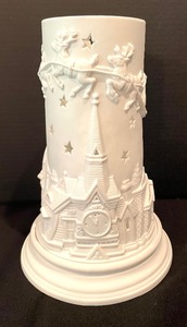 lot 170 image: Department 56 Winter Silhouette Collection White Porcelain Winter Nights Candle Cylinder