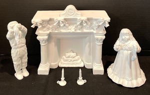lot 174 image: Department 56 Winter Silhouette Collection White Porcelain Decorating the Mantle Set