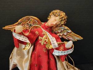 lot 196 image: Handmade German Dehnel Angel Tree Topper & Vintage Needlepoint Stocking