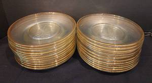 lot 199 image: Two Sets of 12 Glass Christmas Tree Motif Plates