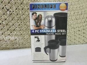 lot 48 image: (EC1) 4pc Stainless Steel Travel Mu...
