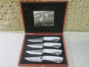 lot 63 image: (FS) 4 Knife Box Set 7 34  Eagle ...