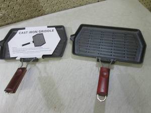 lot 77 image: (CSB) 2 Cast Iron Griddles13 x 8...