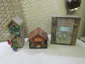 lot 137 image: (RM4) 2 Wood Bird Houses and Wall C...