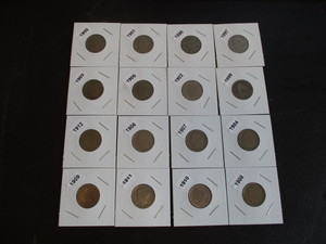 18. Lot of (16) Liberty Nickels - All Different Dates - 1897-1912 - Carded and Labelled.