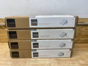 LIVING ACCENTS Lot of 4- White Wood Ottomans