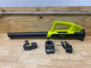 RYOBI ONE 18V 90 MPH 200 CFM Cordless Battery Leaf BlowerSweeper with 2.0 Ah Battery and Charger