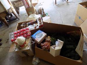 Christmas Lot - Decorations, Garland, Village , Tree Base New, Ornaments, wrapping paper