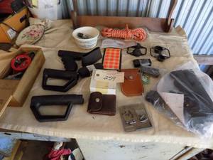 Misc Hunting Items - Rope, Leather Pouch, Gun Parts