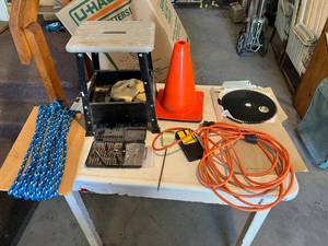 lot 216 image: Extension Cord, Saw Blades, Garage Step, Tools & More