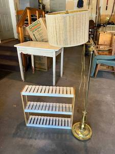 lot 217 image: Wall Shelving Unit & Floor Lamp