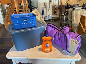 lot 222 image: Totes & Sleeping Bag & Full Hand Soap 