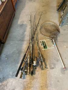 lot 104 image: Fishing Rods & Reels, Net & Lure