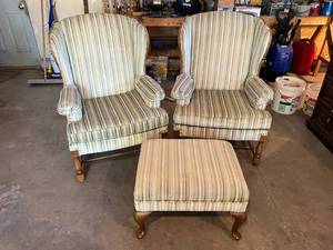 lot 84 image: Matching Chairs & Footstool