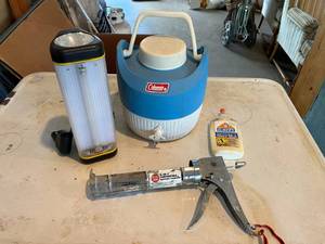 lot 113 image: Safety Light, Coleman Water Jug & Misc