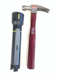 New 16 Oz Plumb Hammer & Stanley Flashlight