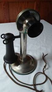 lot 186 image: Nickel Chrome Candlestick Phone Kellogg