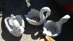 lot 234 image: (3) Cement Swan Planters