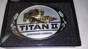 lot 307 image: John Deere Belt Buckle Titan II Combine In Gift Box