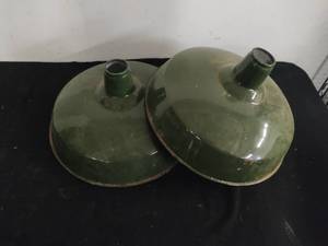 Two Enameled Lightshades
